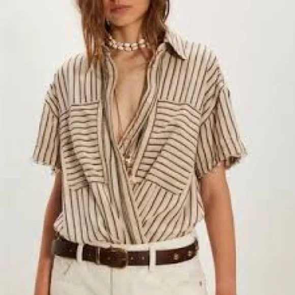 NWT Free People Christopher Linen Button Up - Picture 2 of 10